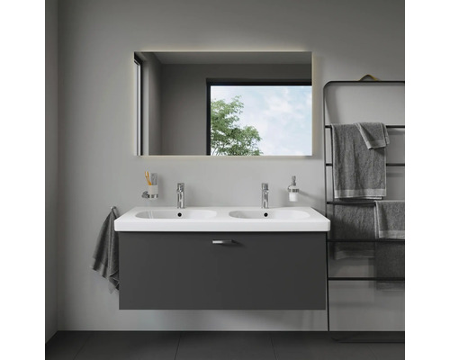 DURAVIT dubbele wastafel D-Code 120 x 49 cm wit glanzend 3481200002
