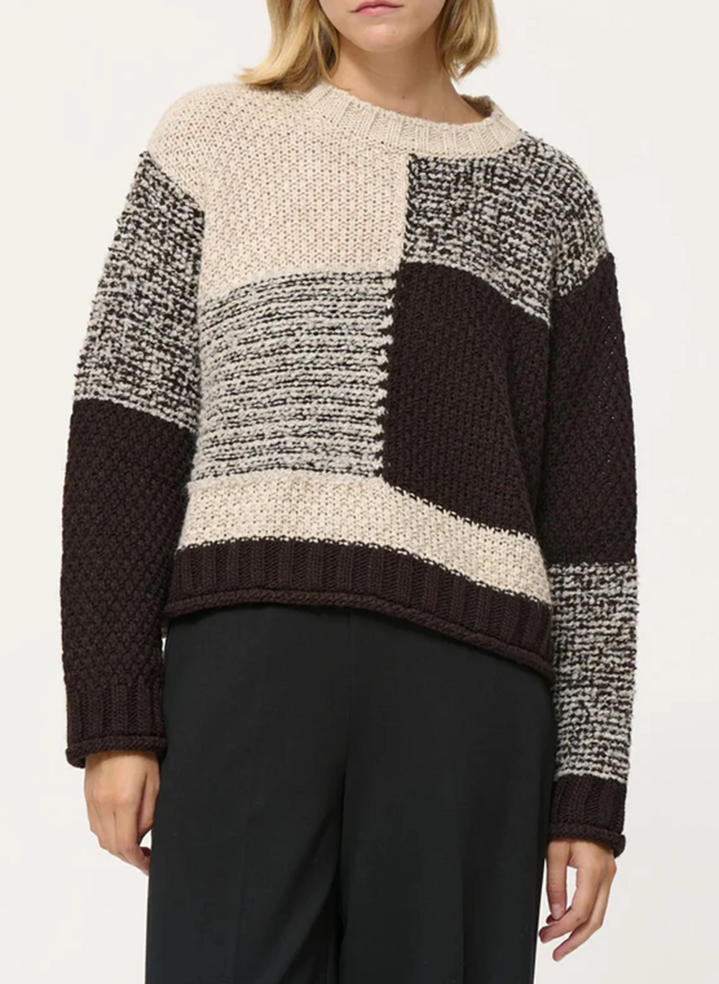 Pull ample à col rond | Marron