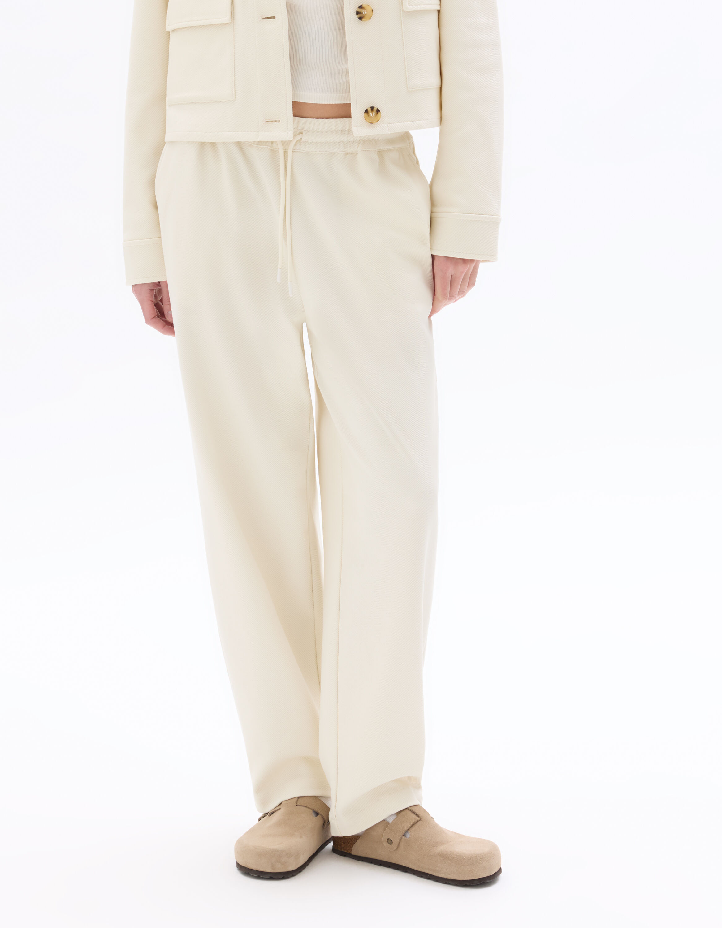 Pantalon straight élastiquée - écru