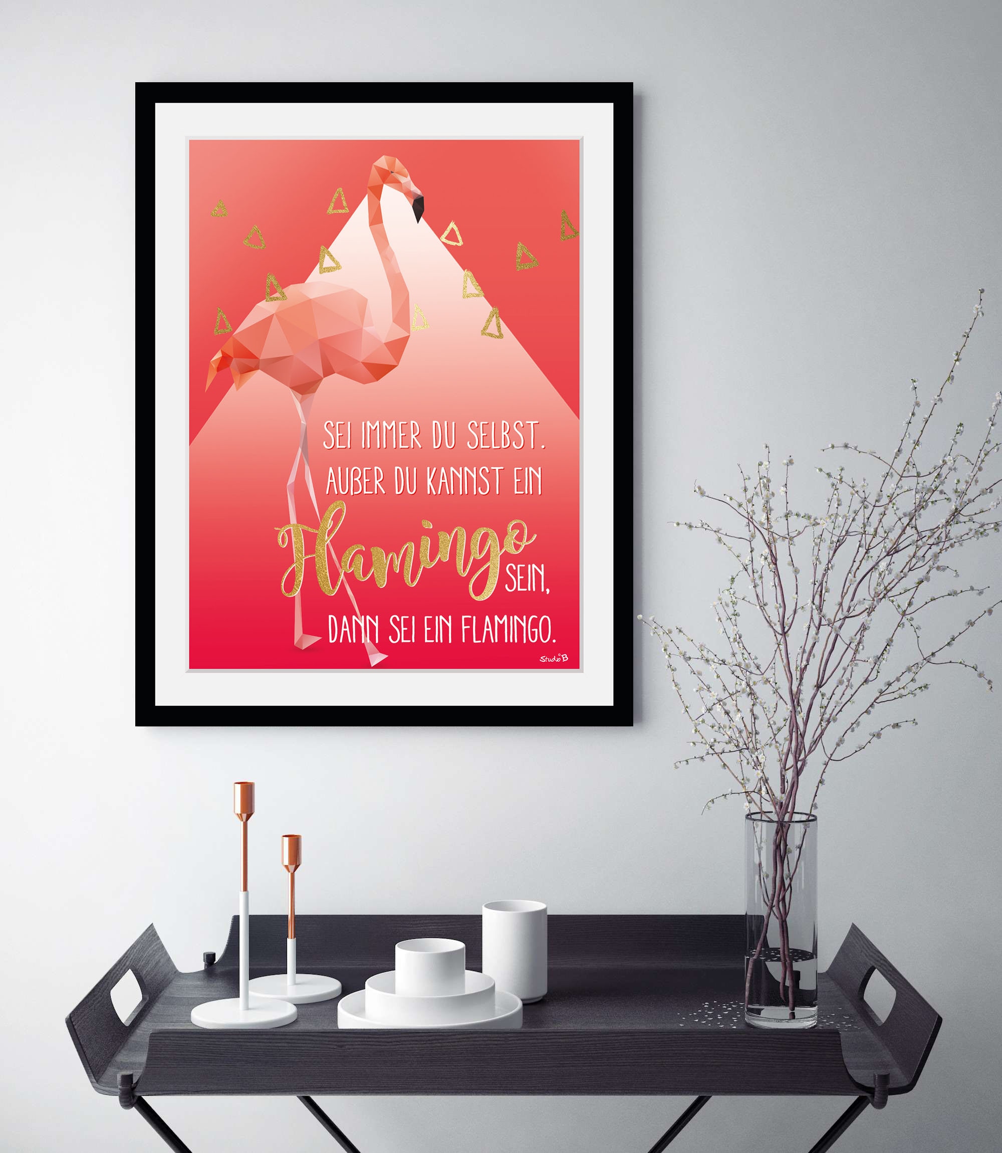 queence Bild »Alfie« Fashion | Flamingos | Humor | Mode | Motivationsbilder 1 Stk. tlg. HD Premium Poster-Druck inkl. Holzrahmen