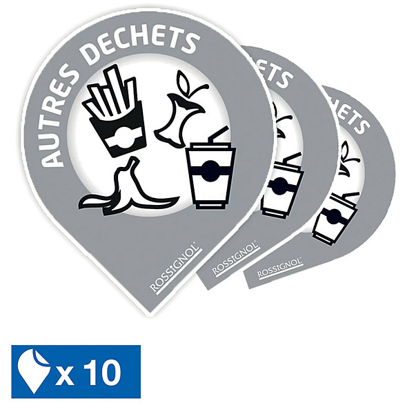 ROSSIGNOL Lot de 10 stickers tri - non recyclable - gris clair