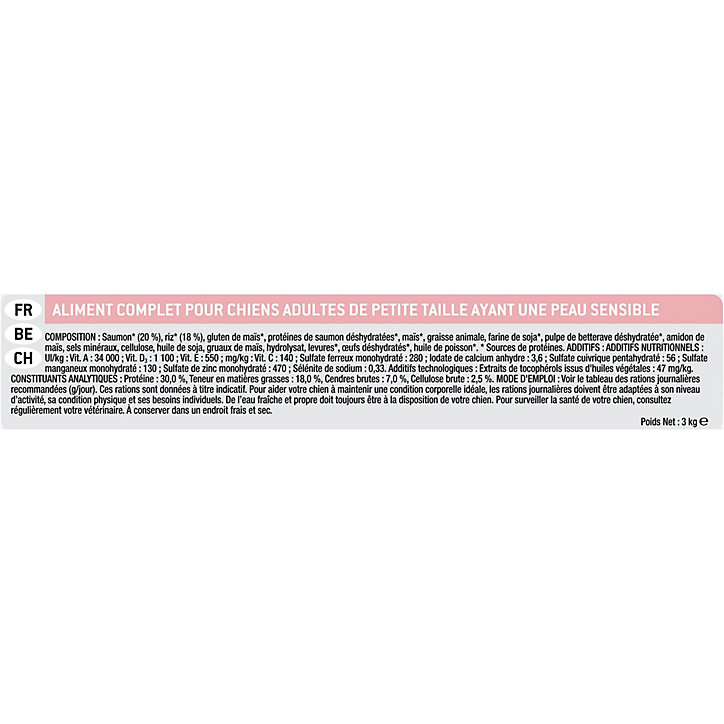 Croquettes pour chien Pro Plan Small & Mini Adult Sensitive Skin riche en saumon et riz 3kg