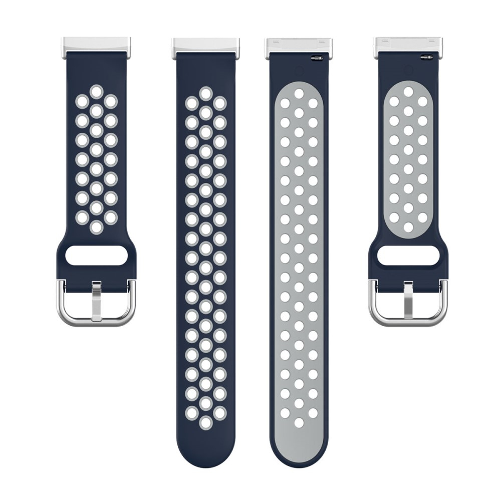 Fitbit Versa 4 / Sense 2 Ersatz Silikon Armband Dual Color (Gelenkumfang 190 - 230mm) - Dunkelblau / Grau