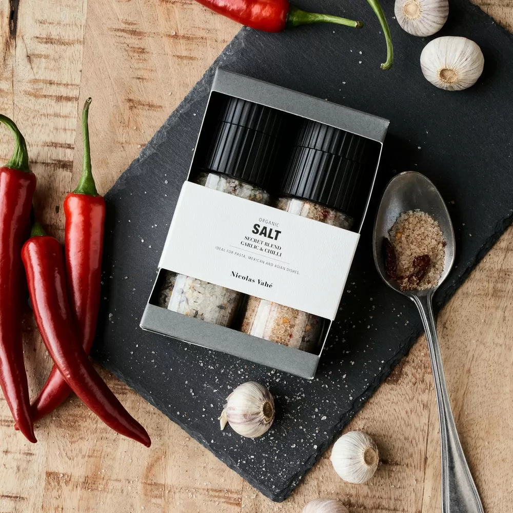 Nicolas Vahé Gaveæske Organic Secret blend & Salt, Garlic & Chilli - 2 stk