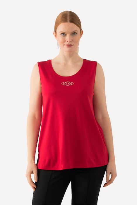 Top, Pima Cotton, Slim, Rundhals, Ziersteinchen, ärmellos