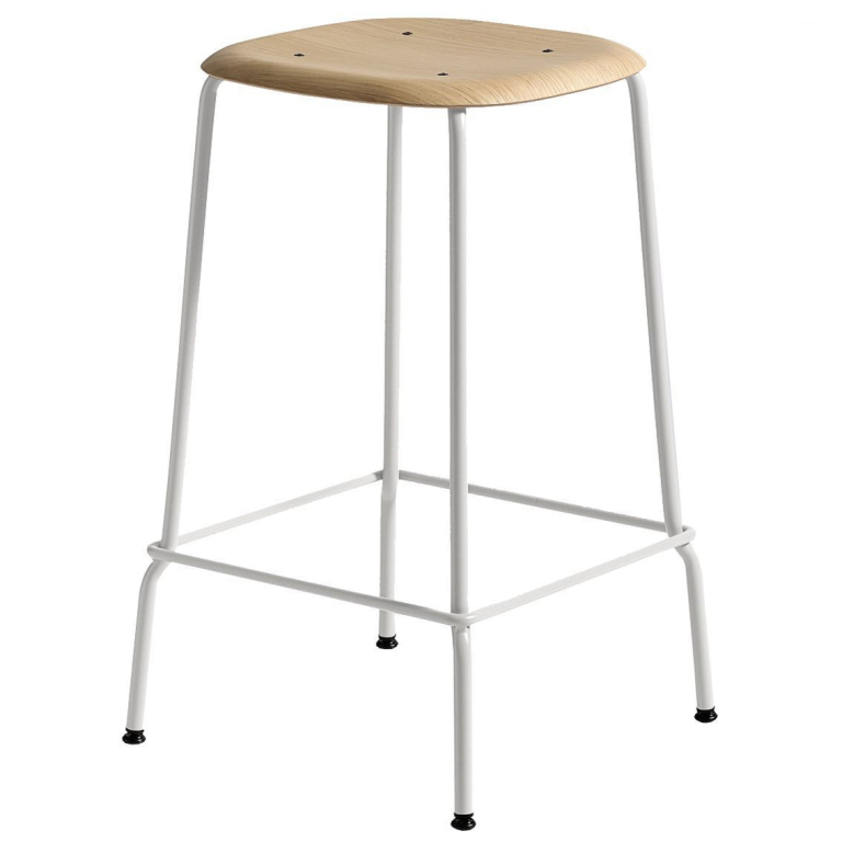 Hay Soft Edge 80 barkruk 75cm naturel, onderstel grijs