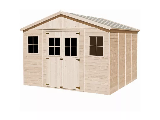 Abri de jardin en bois AVEC PLANCHER IMPRÉGNÉ - H246 x 418 x 420 cm/ 16 m² - M330+M330G