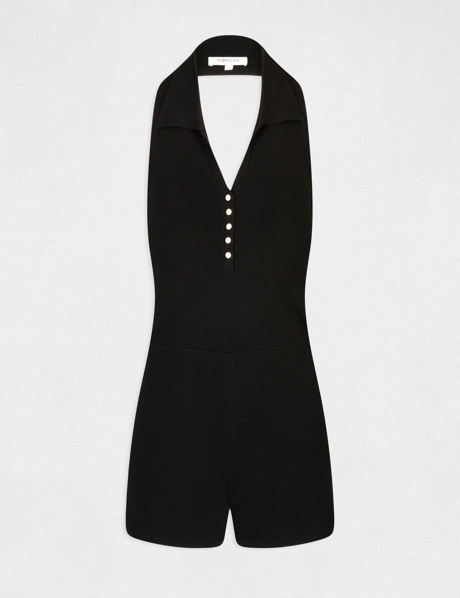 Combinaison en tricot ajustée dos ouvert noir femme - noir