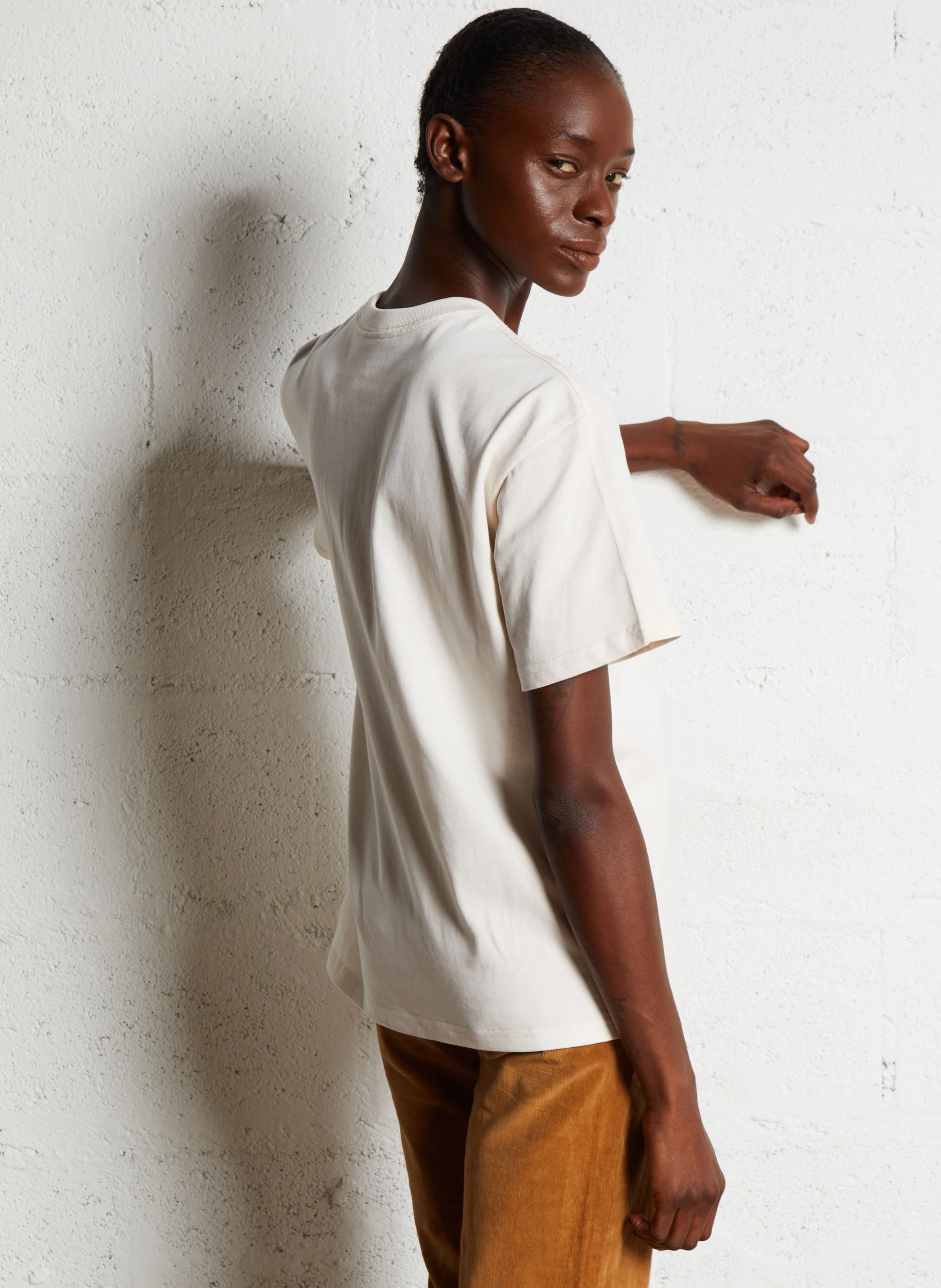 WITH THE SUN - Tee-shirt droit col rond sérigraphié en coton | Blanc
