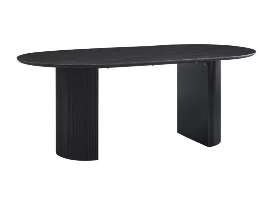 Table à manger ovale VAGOS effet bois brun foncé longueur 200cm, idéal pour une salle à manger conviviale