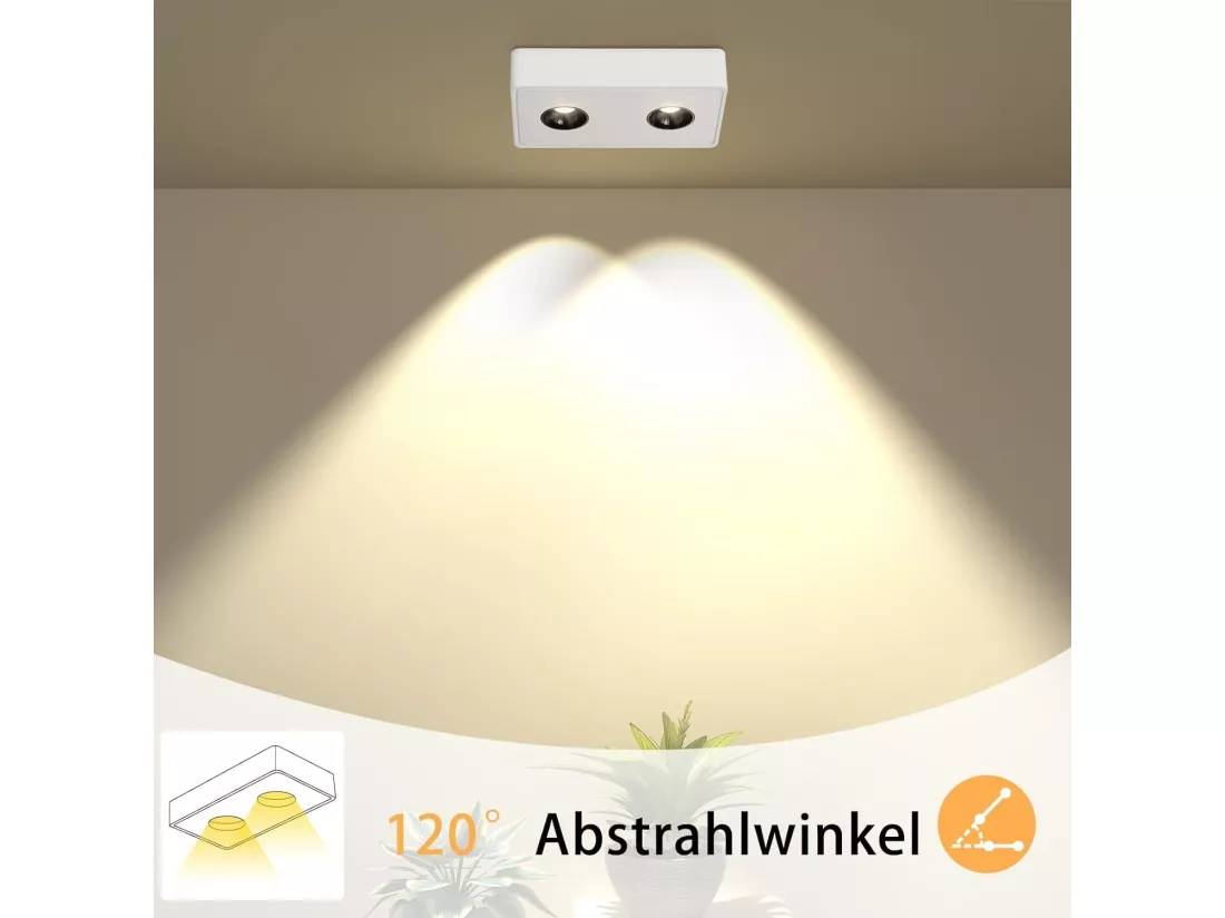NETTLIFE 2 Spots de plafond Ekig blanc chaud 11W en saillie petits pour cuisine couloir chambre salle à manger