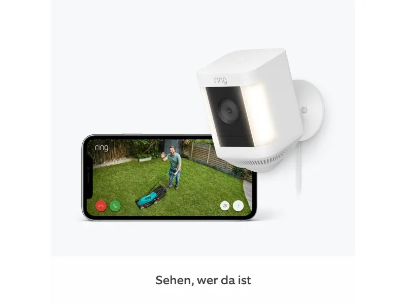 Ring Spotlight Cam Plus Plug-In - Netværksovervågningskamera - udendørs - vejrfast - farve (Dag/nat) - 1080p - audio - trådløs - WiFi