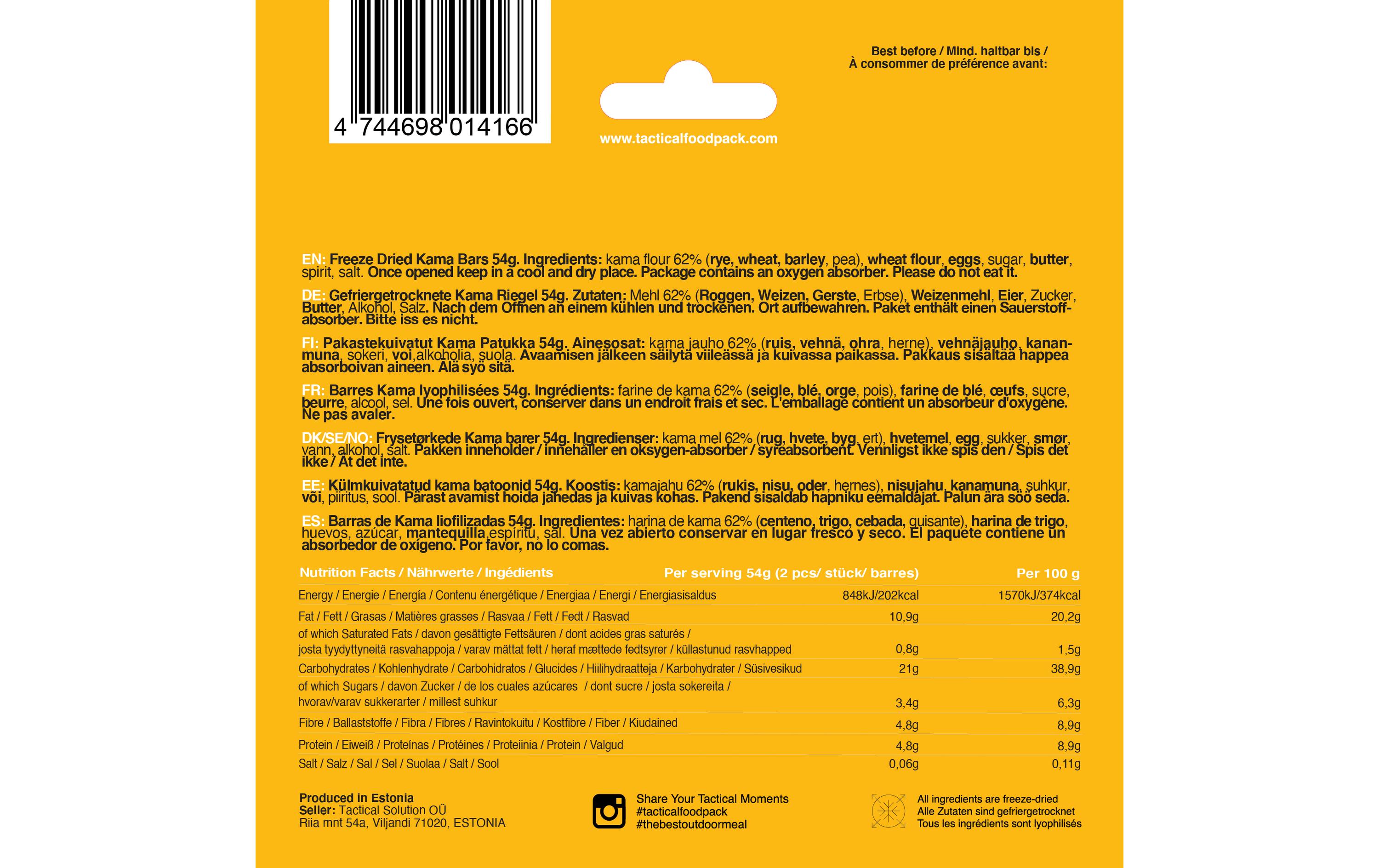 Gefriergetrocknete Kama-RiegelEnergie-Riegel