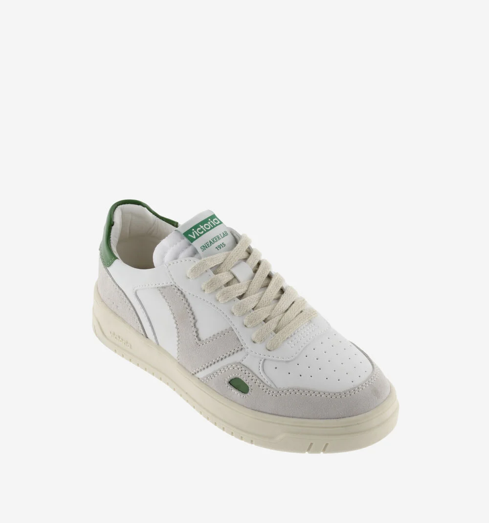 SEUL RÉTRO EFFET CUIR & CUIR FENDU Baskets style rétro hommes et femmes VERDE