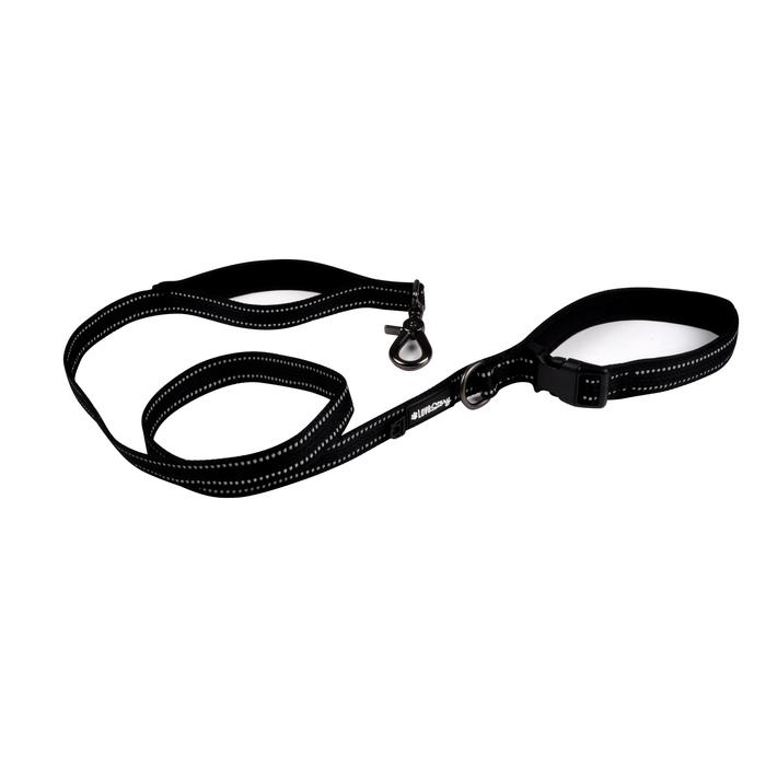 LAISSE DOUBLE POIGNEES NYLON NEOPRENE 150CMX25MM EXPERT NOIR