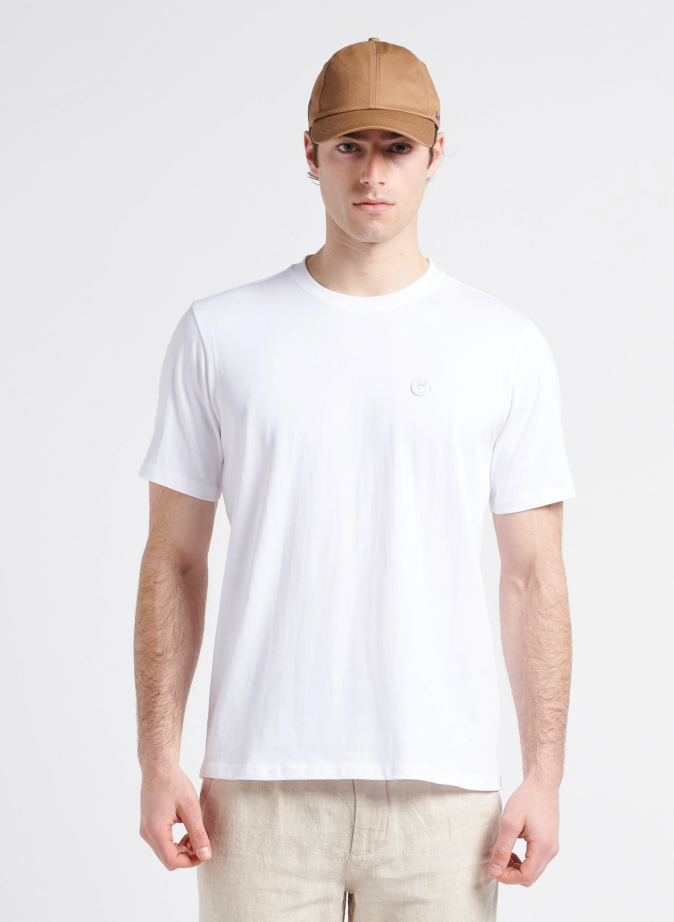Tee-shirt col rond regular-fit en coton bio | Blanc
