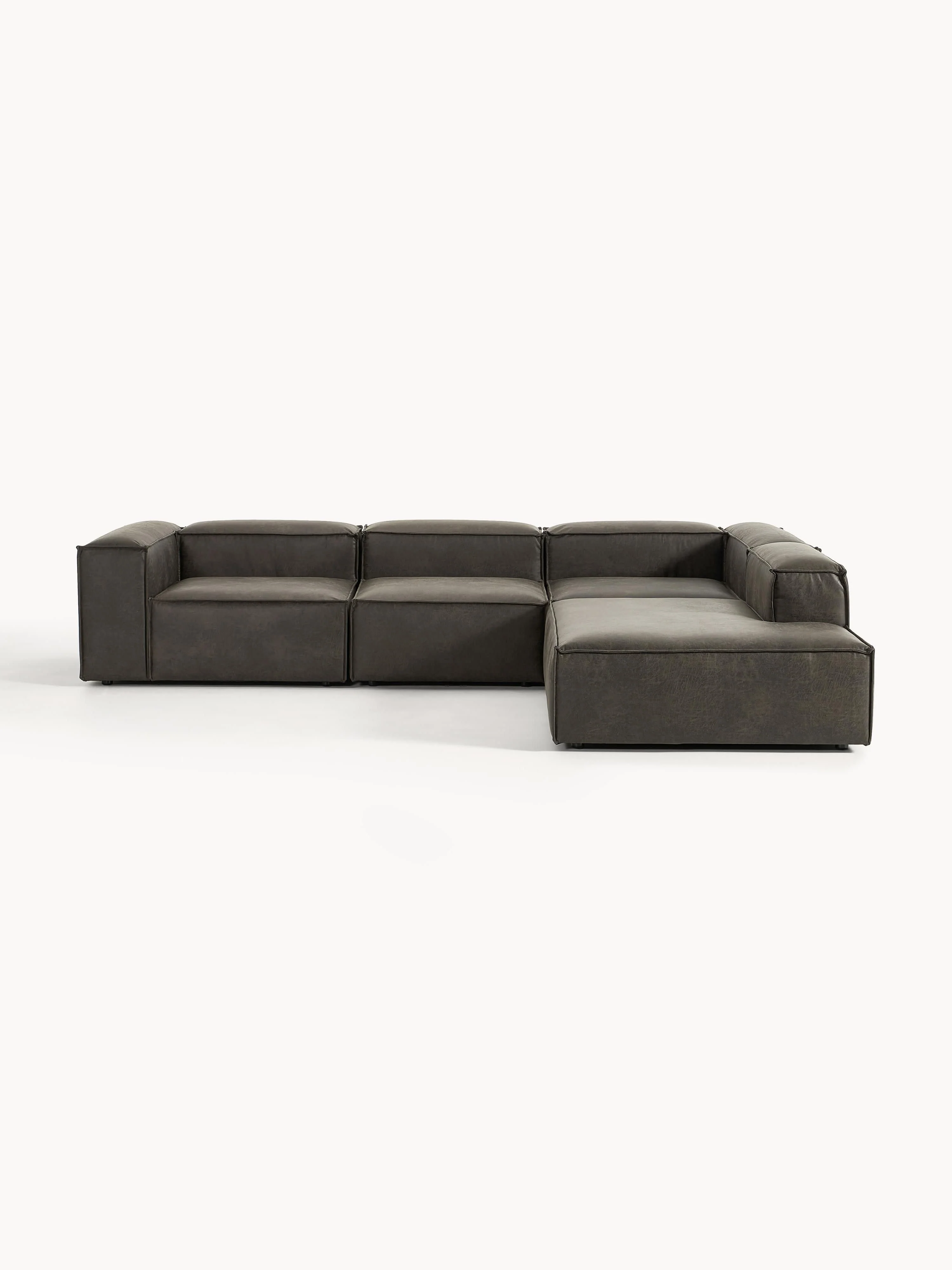 XL modulaire hoekbank Lennon van gerecycled leer (4-zits)