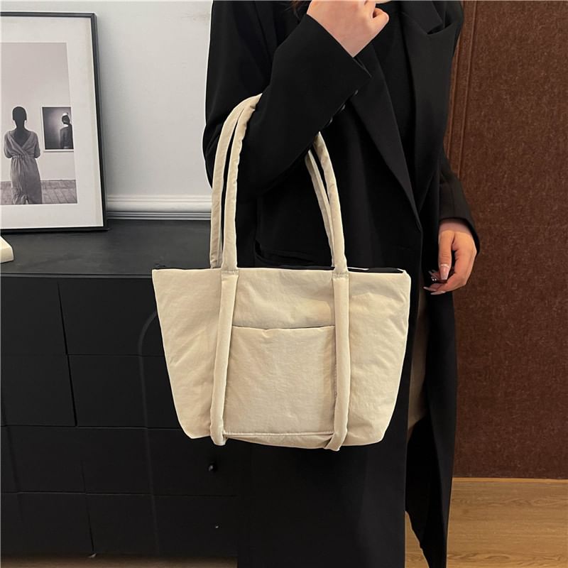 Kleevelind - Gevoerde Tote Bag met Effen Paneel