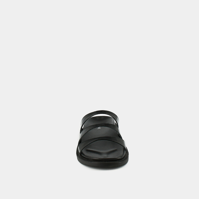 Mules à brides  en cuir vernis noir