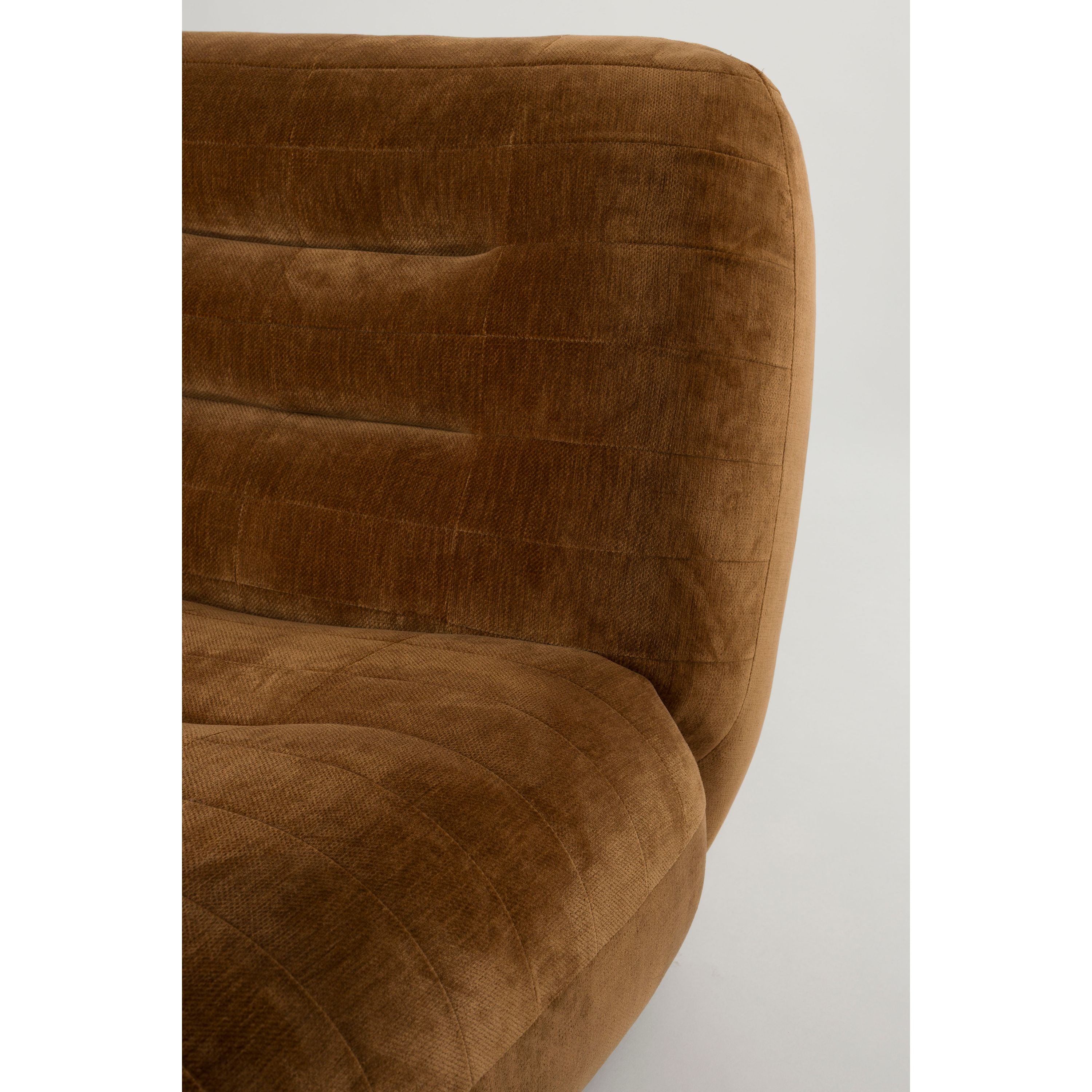 Dutchbone Wyatt Fauteuil Velours Cognac Bruin