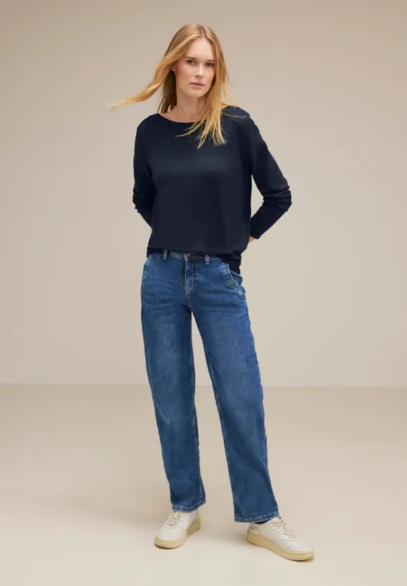 U-Boot Ausschnitt Pullover - deep blue