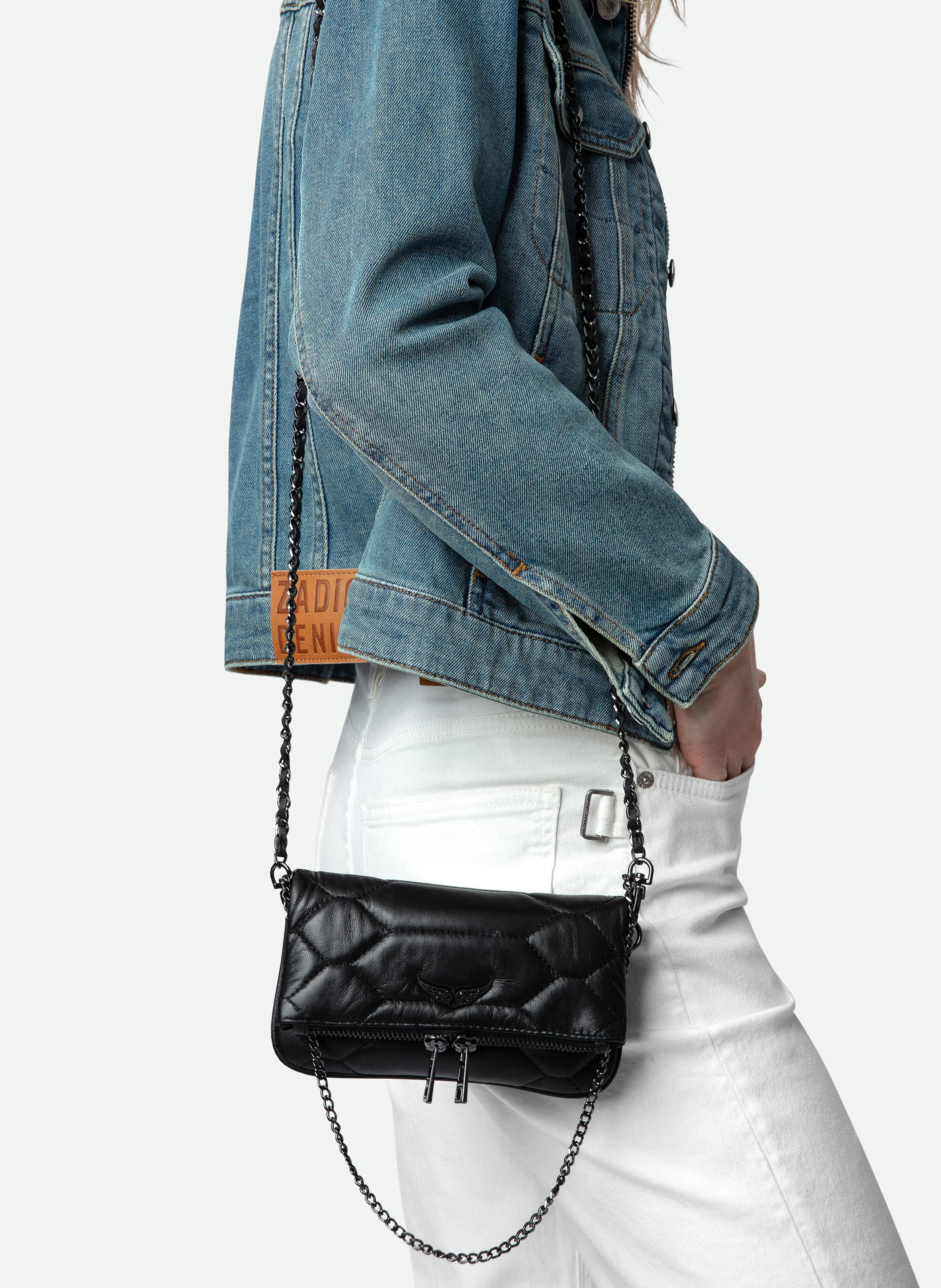 ROCK NANO XL - Pochette matelassée en cuir | Noir