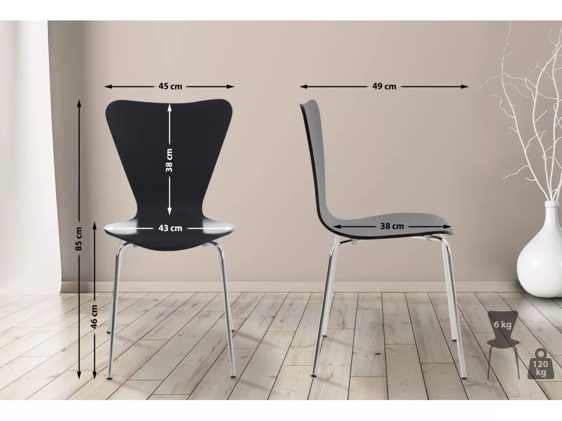 Lot de 2 Chaise de conférence - Bois & Nature - Noir - Calisto