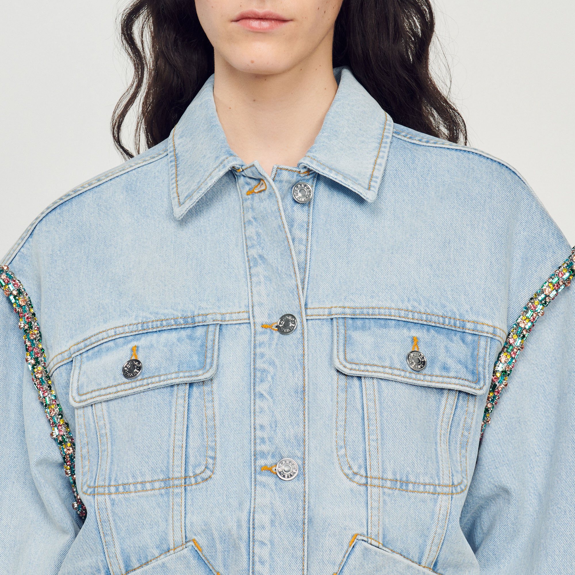 Veste en jean strassee
