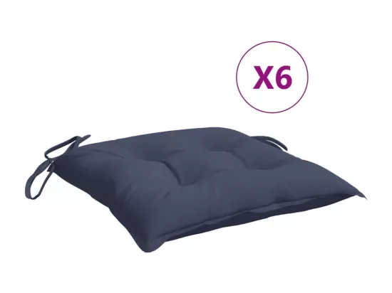 Coussins de chaise lot de 6 bleu marine 50x50x7 cm tissu oxford