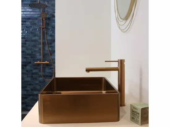 Luisa vasque à poser 48x37 en inox cuivre brossé - Essebagno