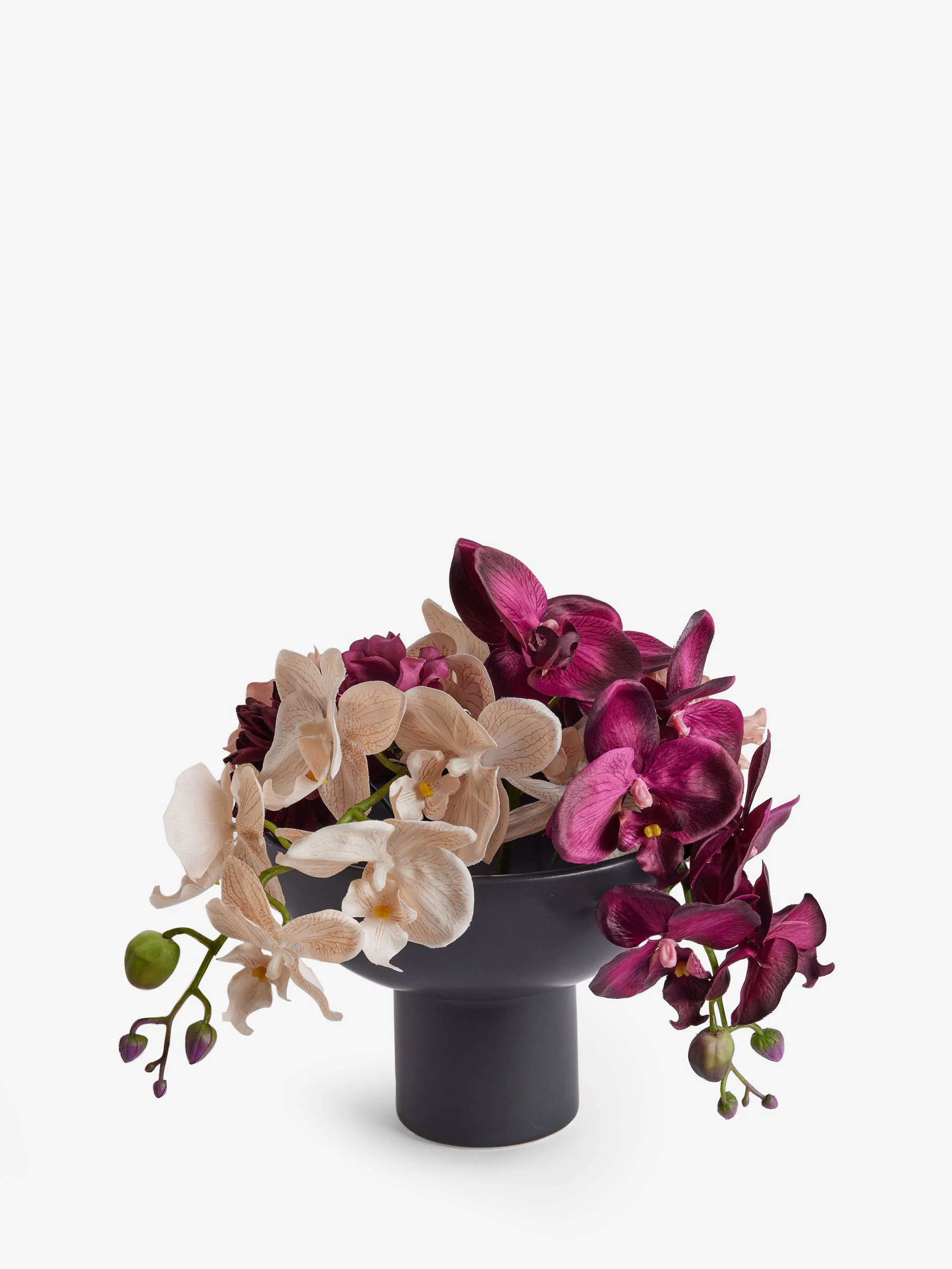 Artificial Orchid in Black Contemporary Vase