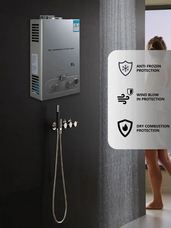 6L/8L LPG Gas Boiler Rvs Tankless Propaan Gas LPG Boiler Met Douche Kit Thuis Camping apparaat