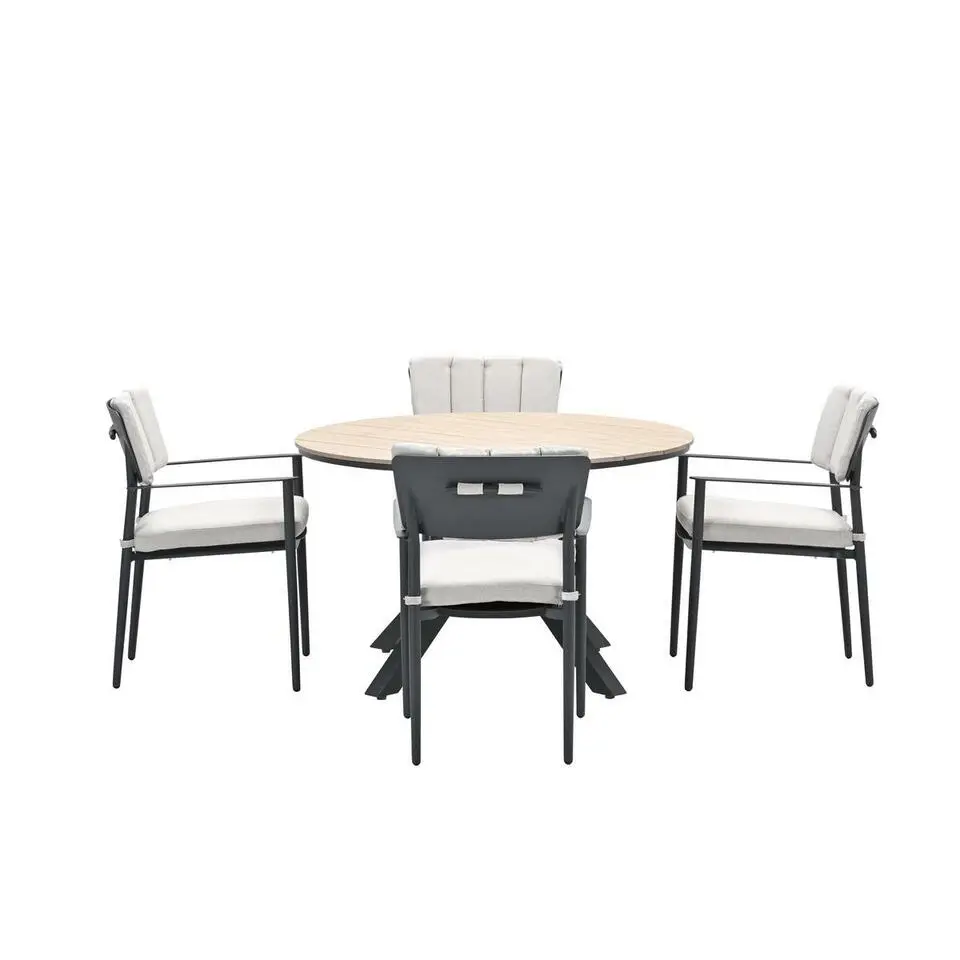Dane tuinset 5-delig - Tulli tuintafel Ø122 cm