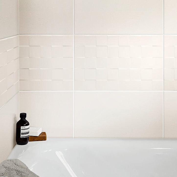 Carrelage mural blanc cassé 25x40cm Alexandrina décor 3D