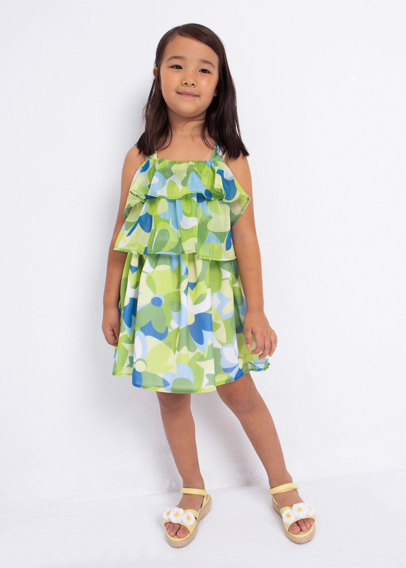 Vestido de chiffon estampado para meninas