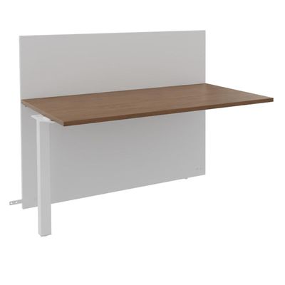 Banque d'accueil Module suivant haut OLA - L80 x H112 x P82,5 cm - structure blanc perle, plateau noyer