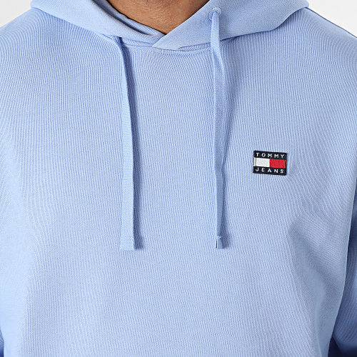 Sweat Capuche Relax Badge 6369 Bleu Clair