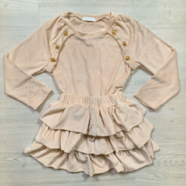 Velvet buttoned set - beige