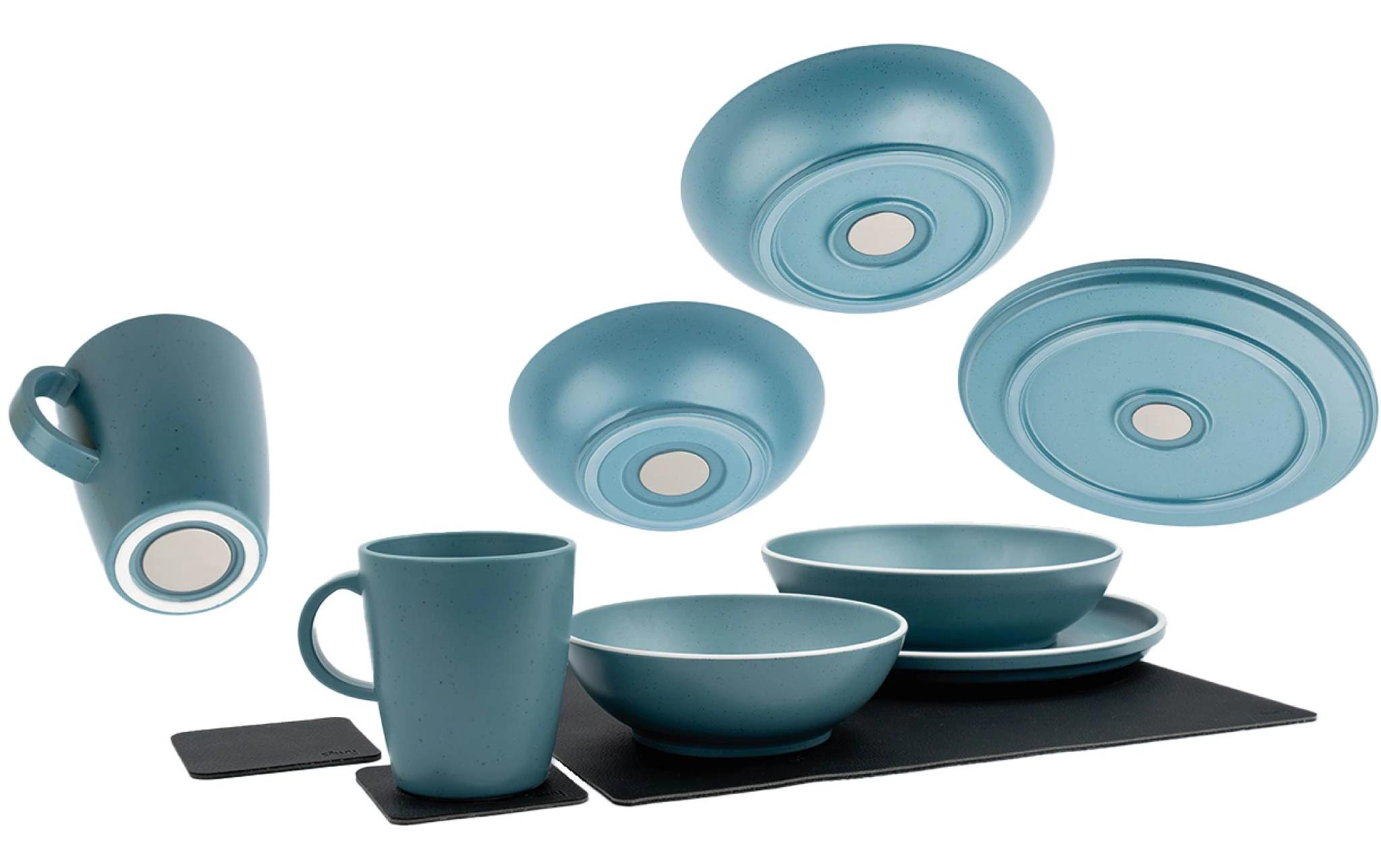 Magnet-Kunststoff-Geschirrset Dolomit Blue<br>Outdoor Set aus 11 Teilen
