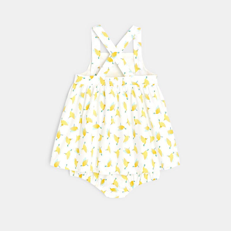 Robe imprimée colibris et bloomer bébé fille Gris ou noir