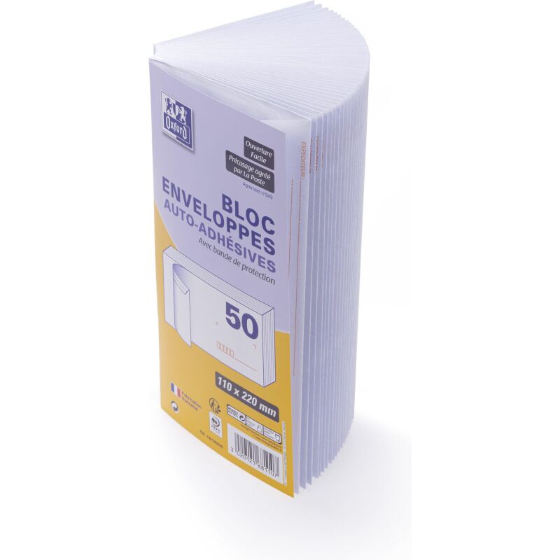 Bloc D EnveloPPe Oxford 110X220 X50 Auto Adhesive Precasee Ouv Facile Invio