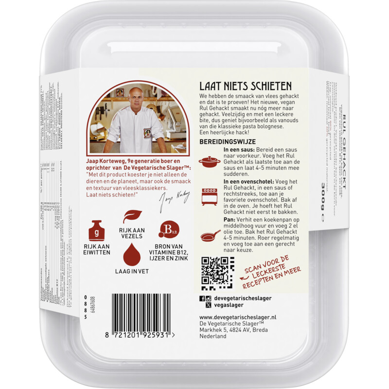 Vegetarische Slager Vegan rul gehackt XL