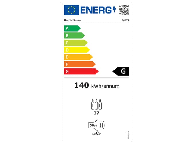 Nordic Sense Vinkøleskab 33 flasker Sort