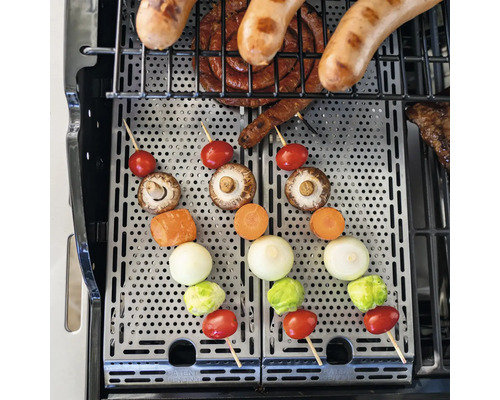 Nexgrill 4B Evolution gasgrill, zwart, 4 branders, 3,23 kW, grilloppervlak 44x64 cm + zijbrander, inclusief rooster, dekselthermometer, vetopvangbak, kookgereihouder, zijtafel, warmhoudrek