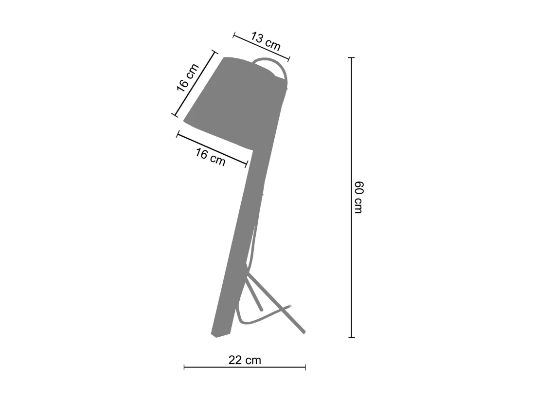 Lampe de bureau trépied bois blanc 60 cm.