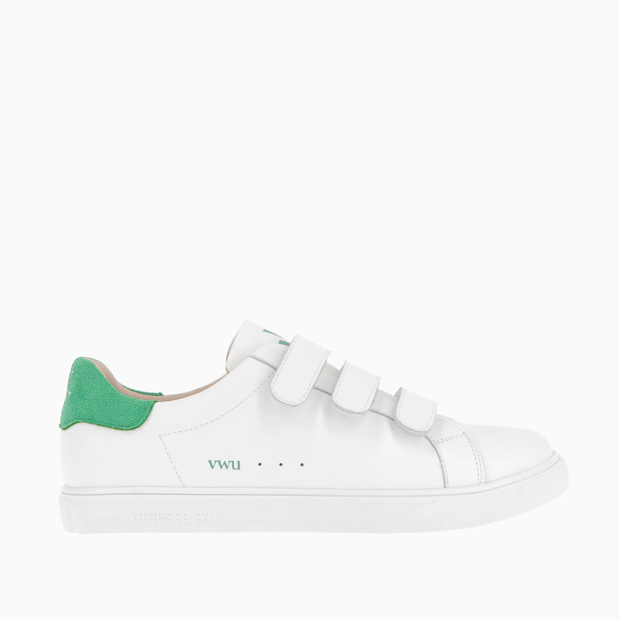 Sneakers-Baskets Nour blanc et vert à scratchs