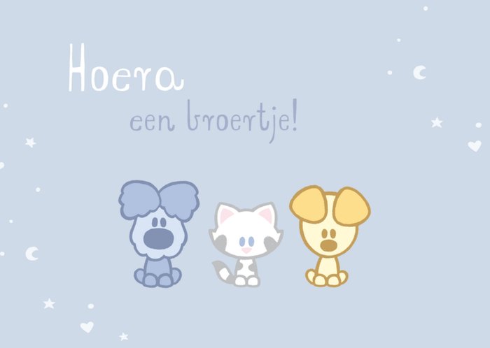 Woezel en Pip | Geboortekaart | Hoera een broertje