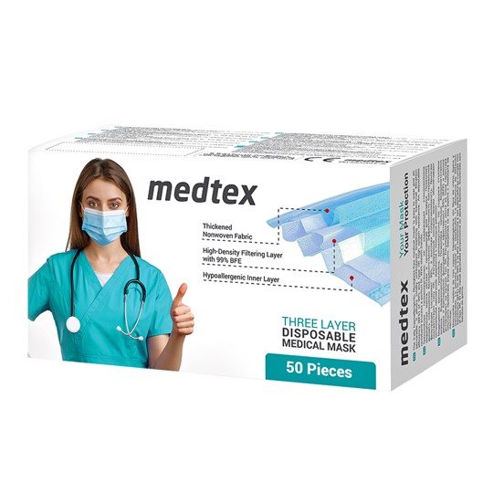 MEDTEX Medizinische Einweg Maske Typ IIR EN14683 50 Stk