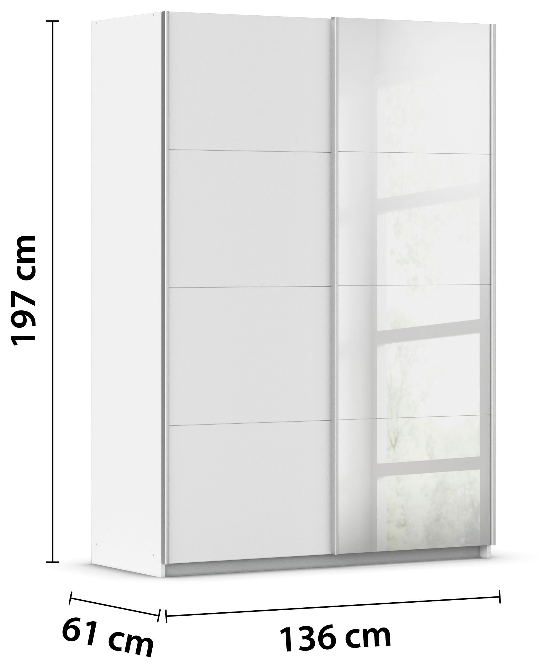 rauch Schwebetürenschrank »Subito Kleiderschrank Bestseller« Schlafzimmerschrank Schrank Garderobe mit 4 Spiegelelementen