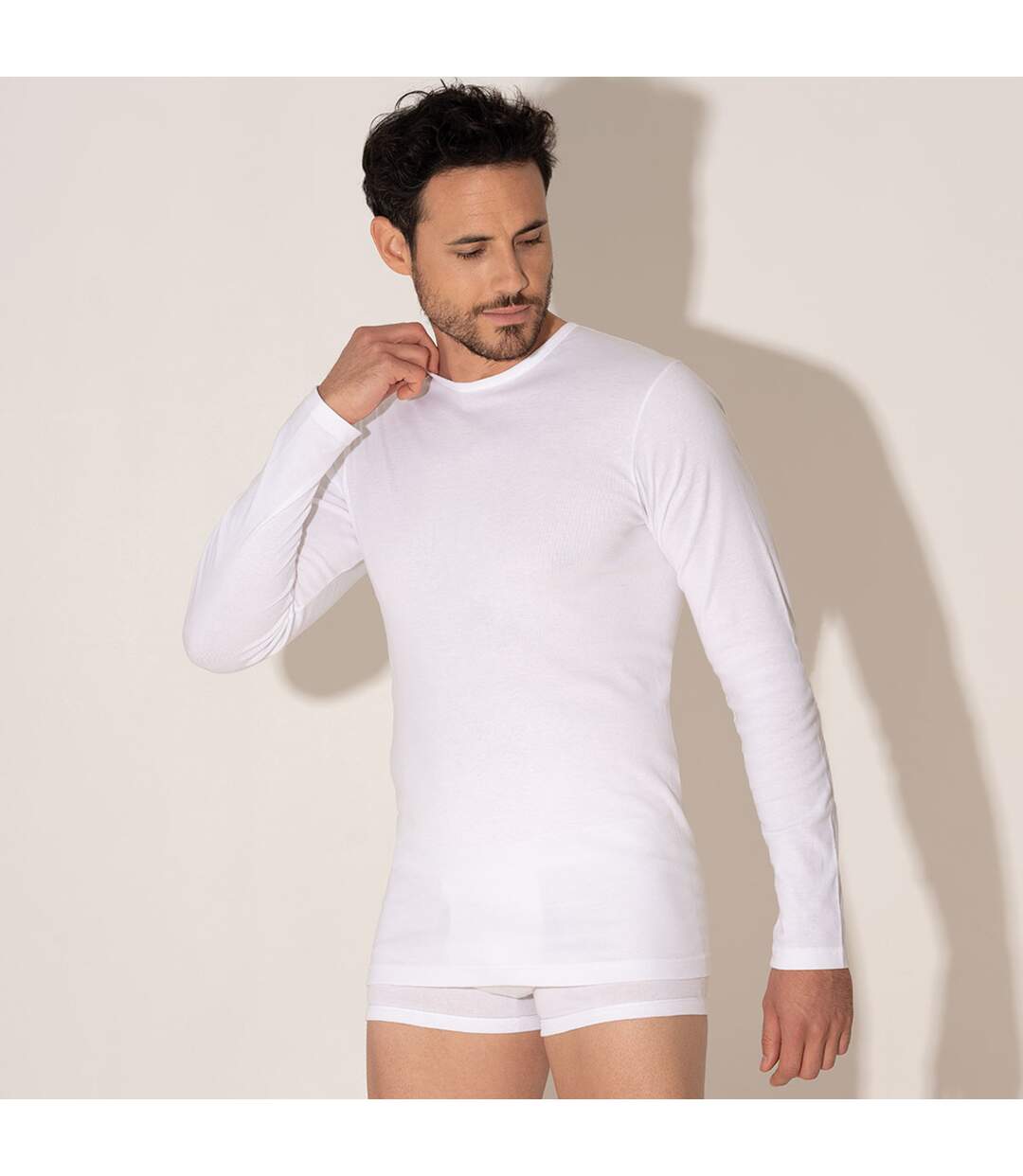T-shirt col rond manches longues Pur coton Premium